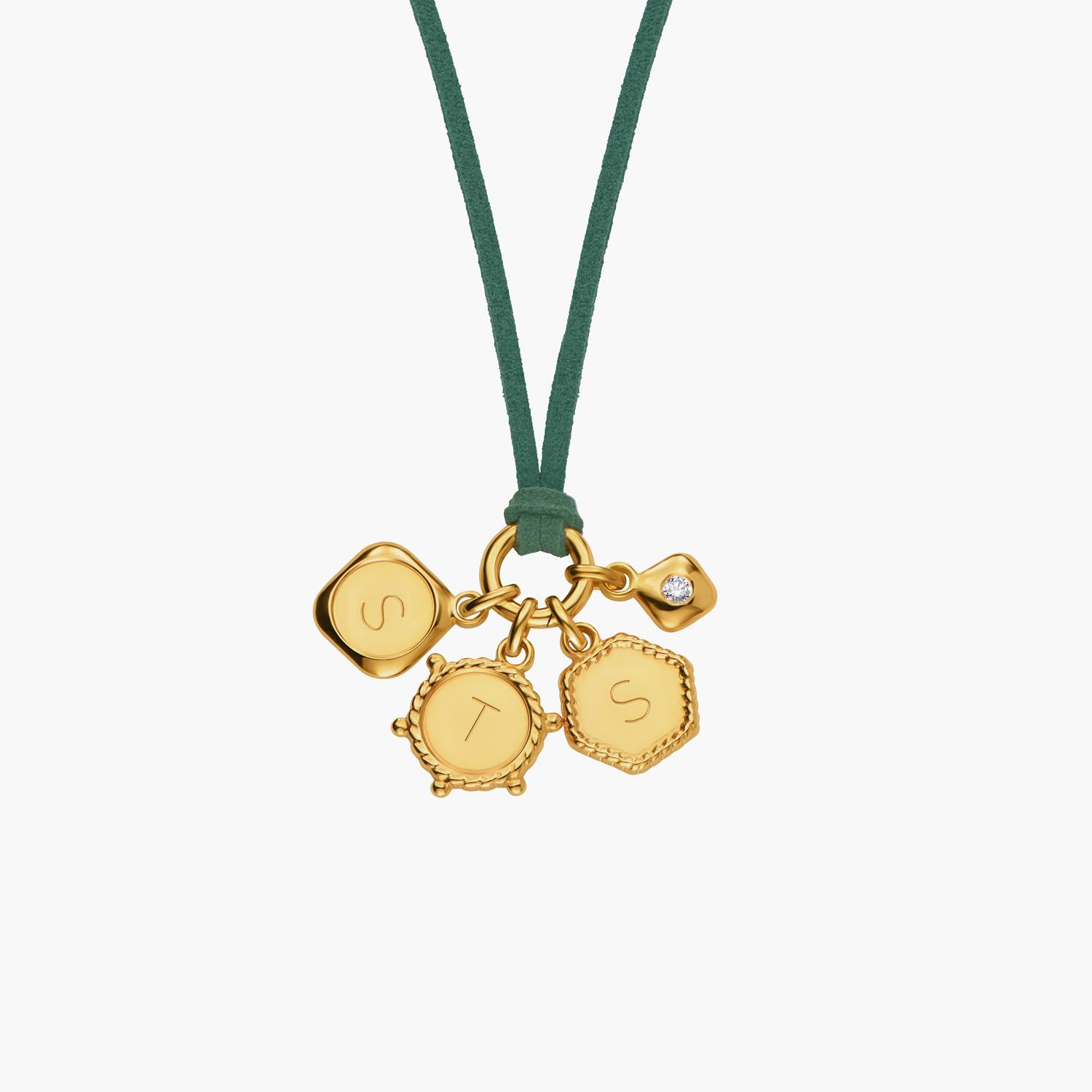 The Matcha Green Charmer Initial Necklace with Diamond - Gold Vermeil-4 product photo