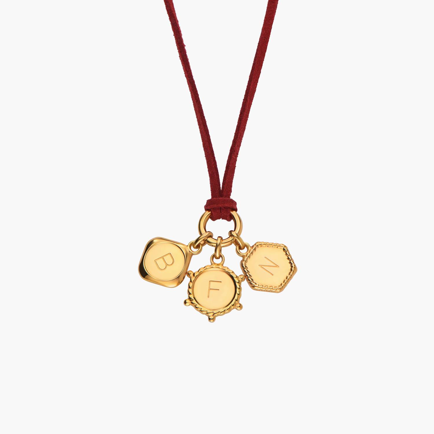 The Merlot Red Charmer Initial Necklace - Gold Vermeil-4 product photo