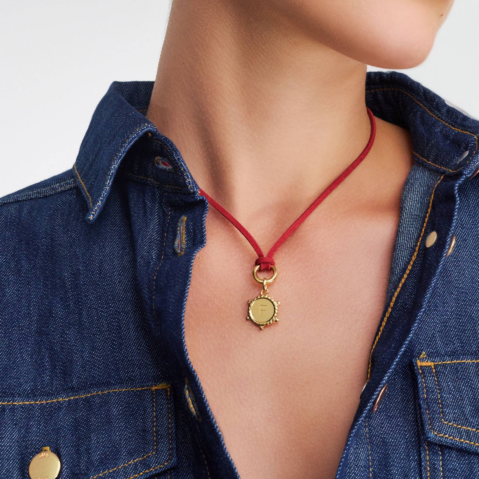 The Merlot Red Charmer Initial Necklace - Gold Vermeil-3 product photo