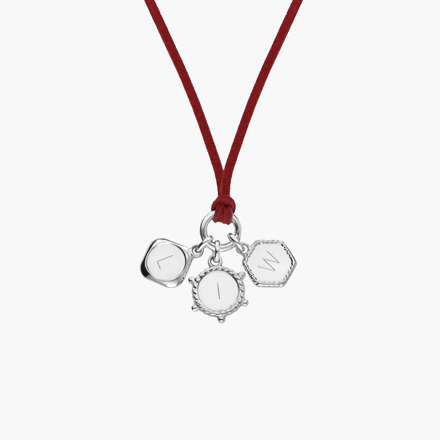 The Merlot Red Charmer Initial Necklace - Silver-3 product photo