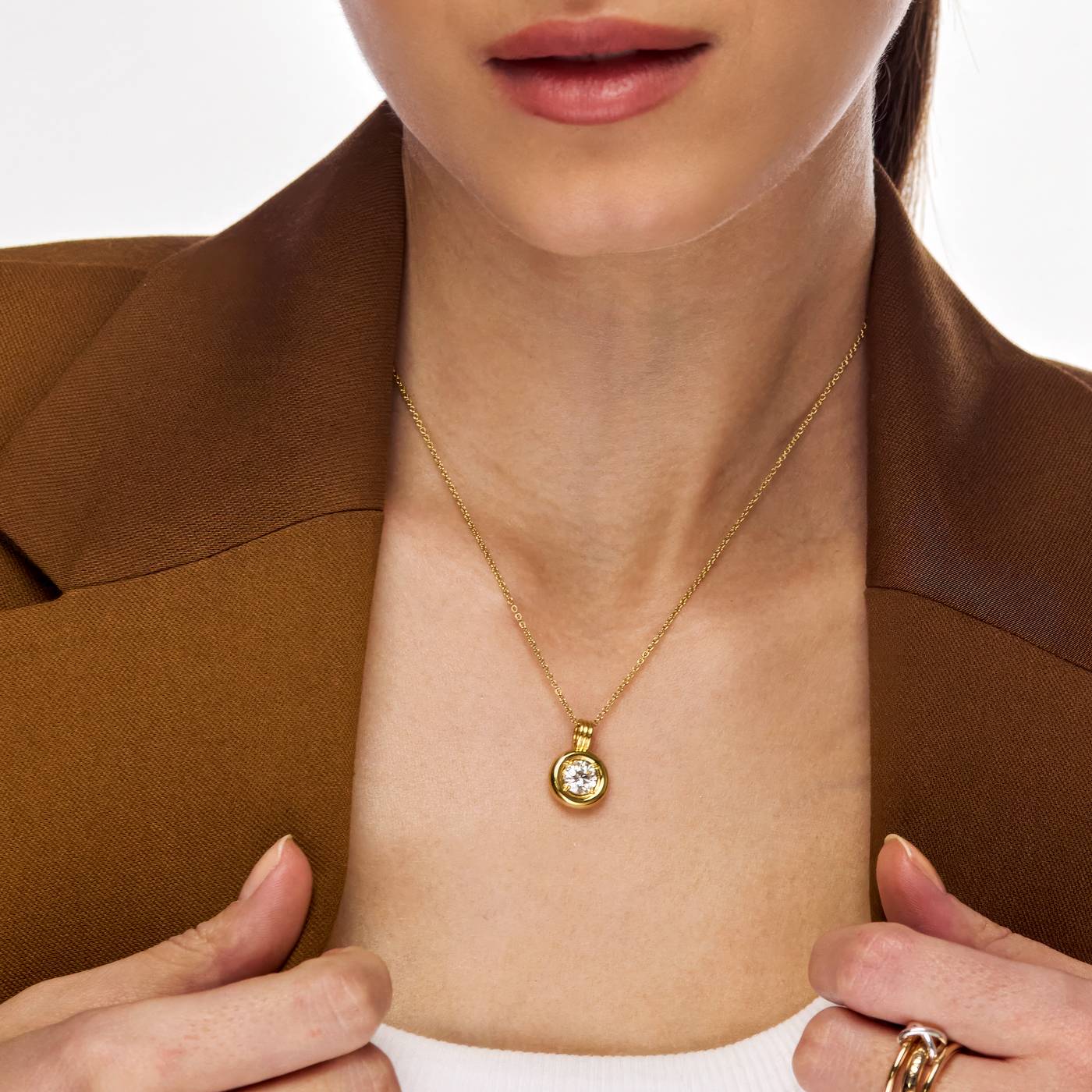 The Statement One Carat Diamond Necklace - Gold Vermeil-4 product photo