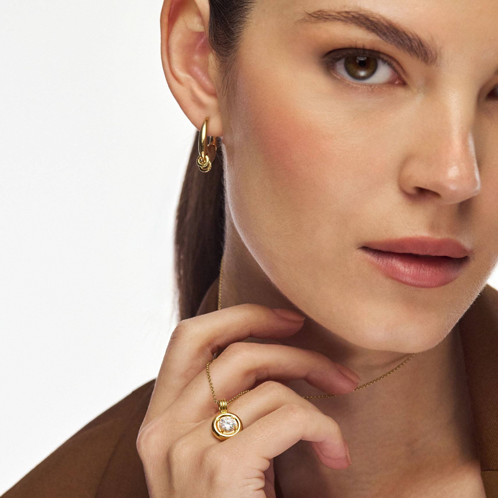 The Statement One Carat Diamond Necklace - Gold Vermeil-3 product photo