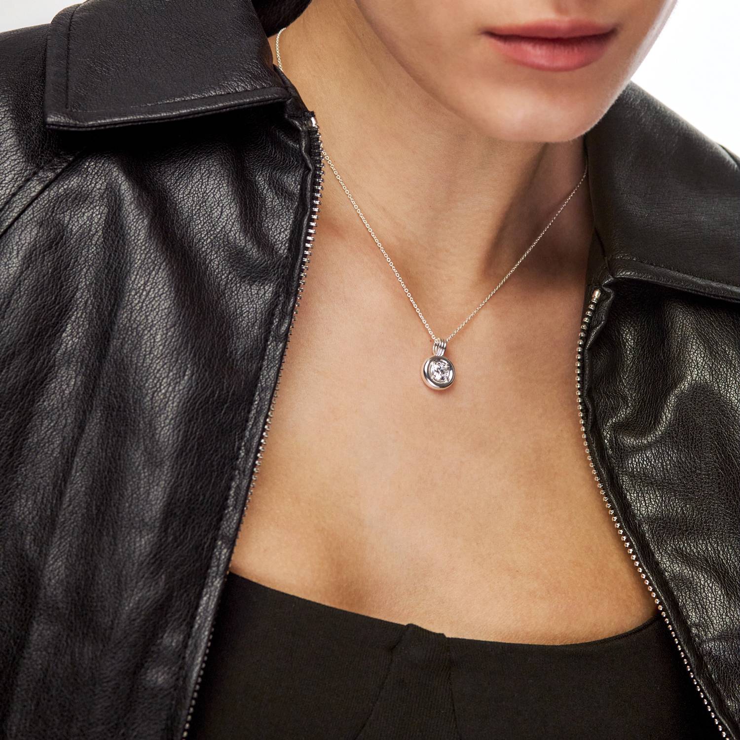 The Statement One Carat Diamond Necklace - Sterling Silver-2 product photo