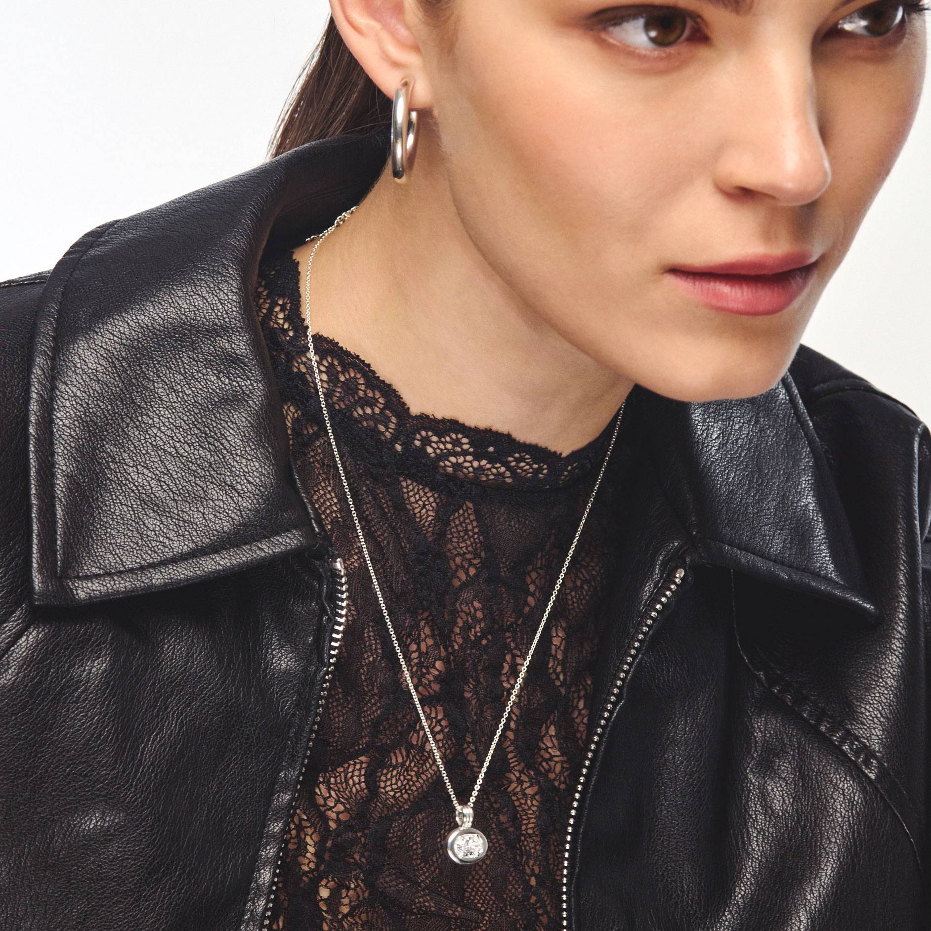 The Statement One Carat Diamond Necklace - Sterling Silver-5 product photo