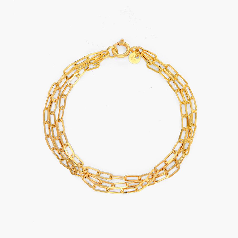 Three Layer Paper Clip Chain Bracelet - Gold Vermeil product photo