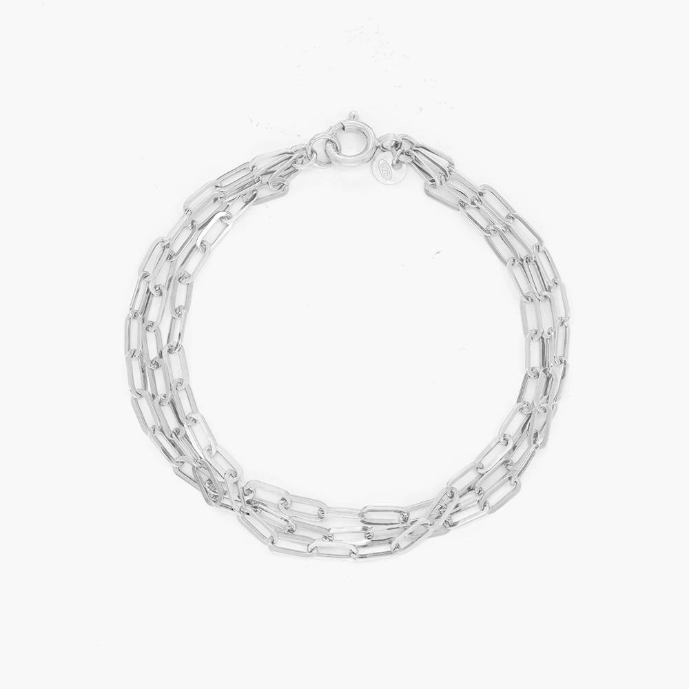 Three Layer Paper Clip Chain Bracelet - Silver product photo