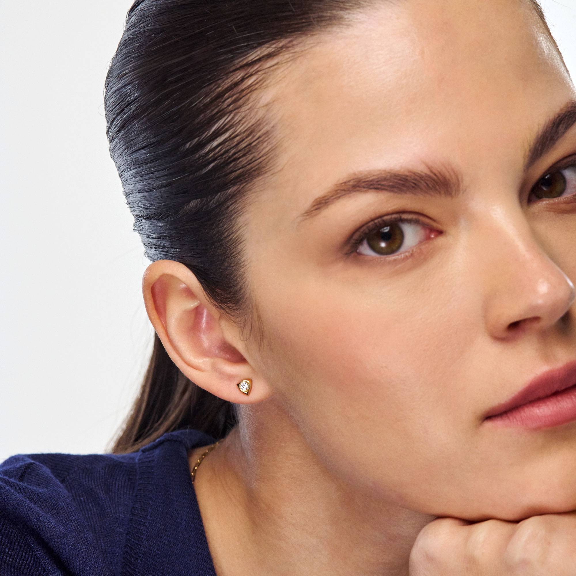 Triangle Birthstone Stud- Gold-3 product photo