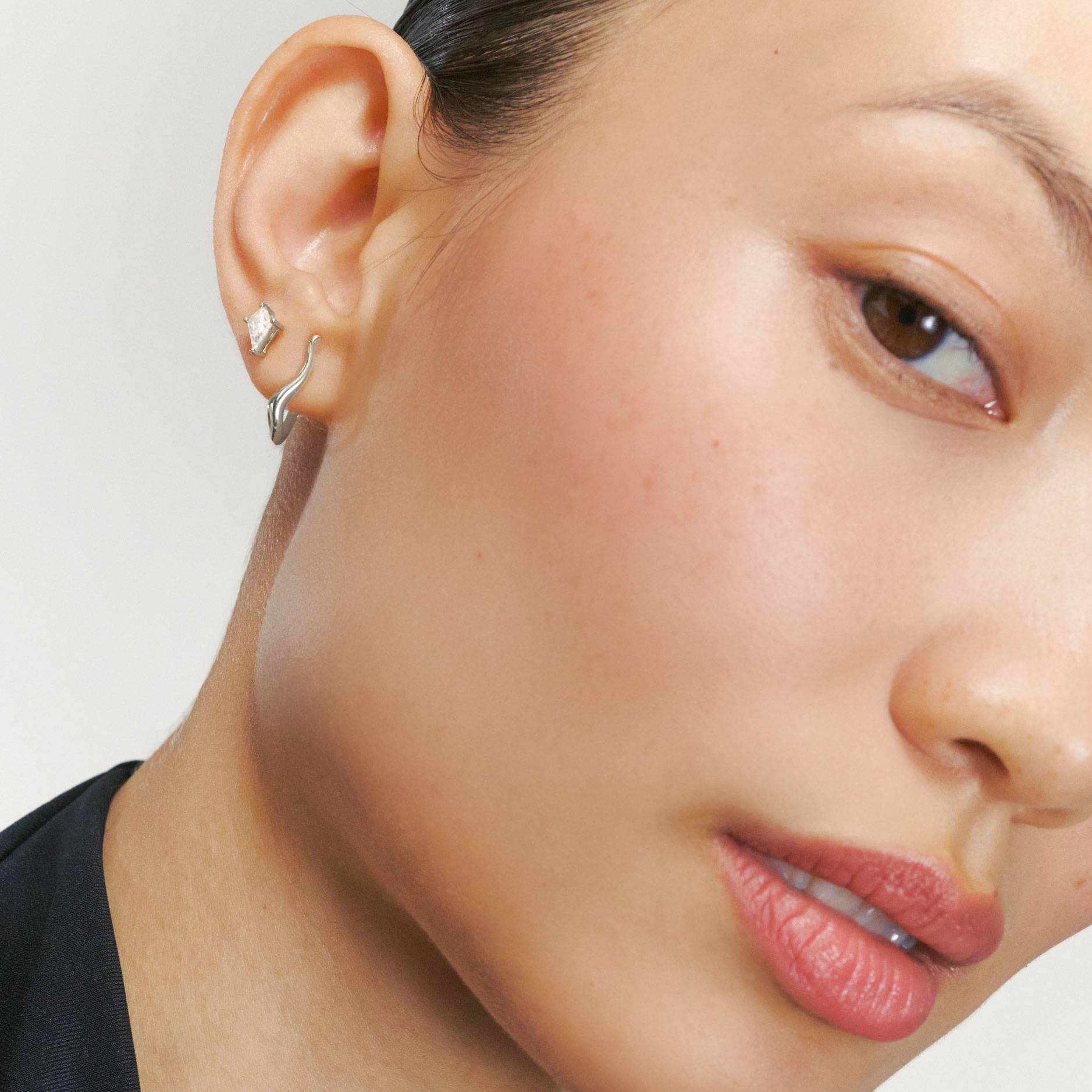 Two Become One stud earrings - Silver-1 product photo