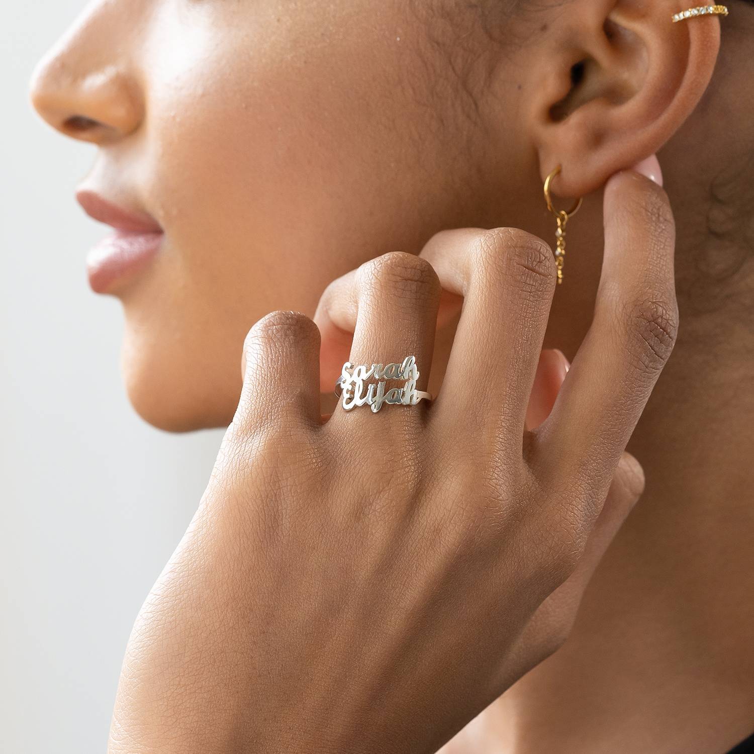 Two is Better Than One Name Ring - Silver-2 Two is Better Than One Name Ring - Silver-2 product photo