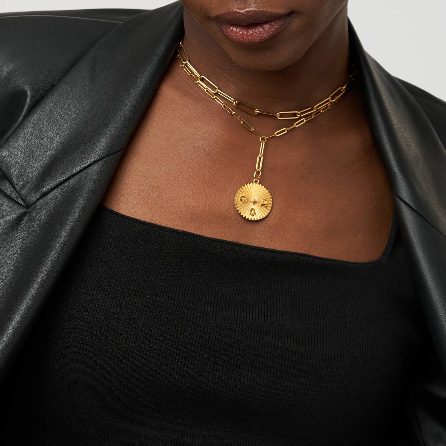Tyra Initial And Zodiac Medallion Necklace- Gold Vermeil-4 product photo