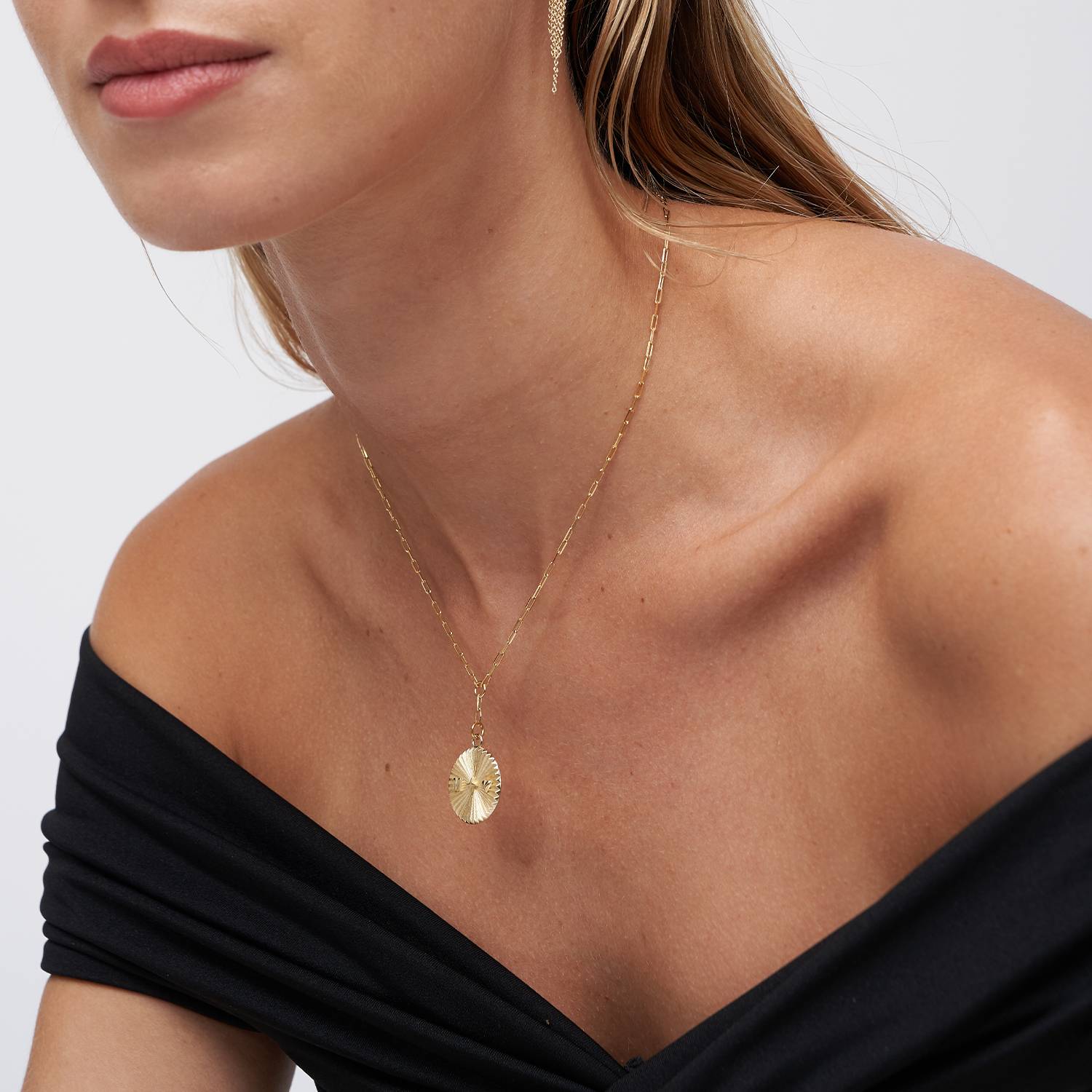Tyra Initial Medallion Necklace - 14k Solid Gold-3 product photo