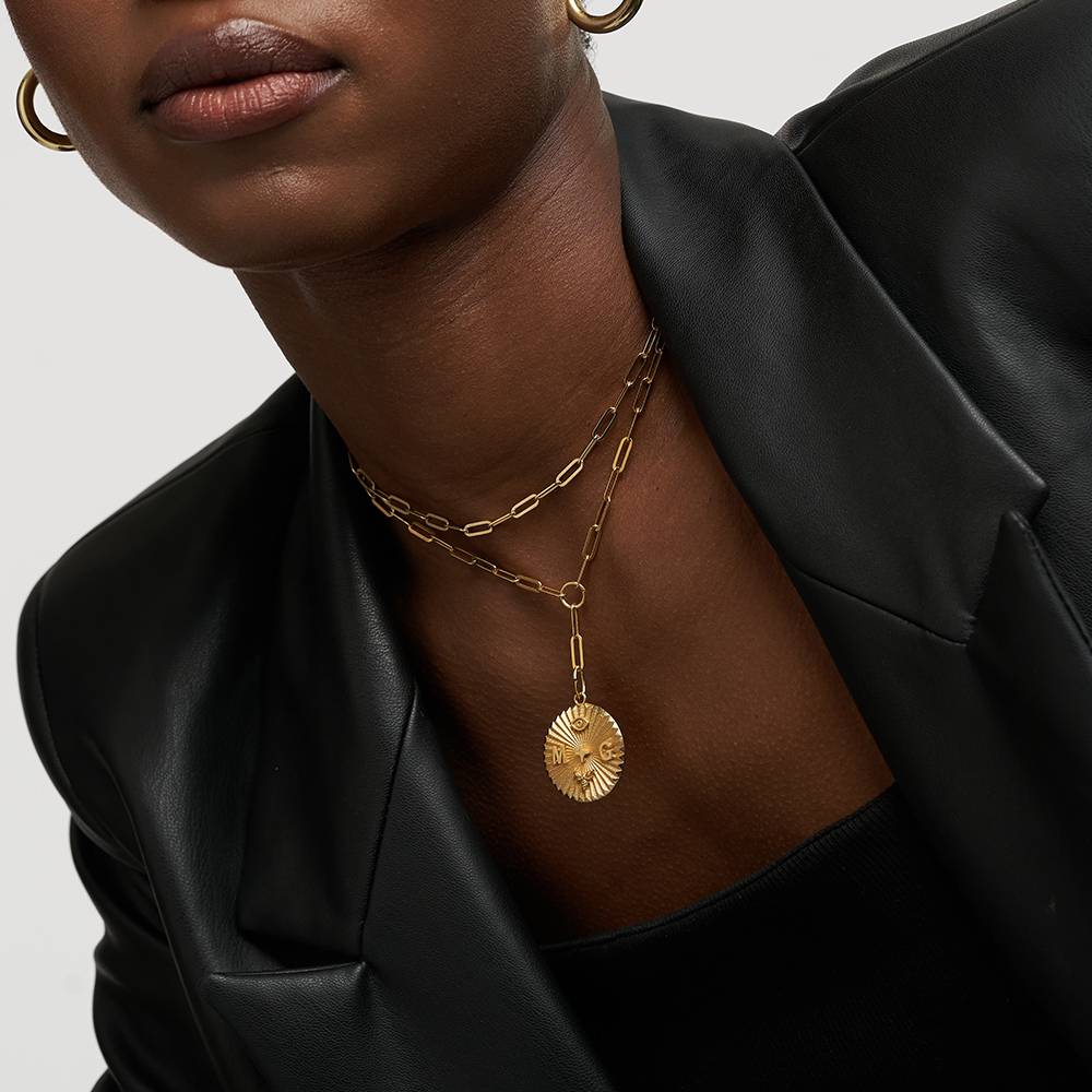 Tyra Initial Medallion Necklace - Gold Vermeil-1 product photo