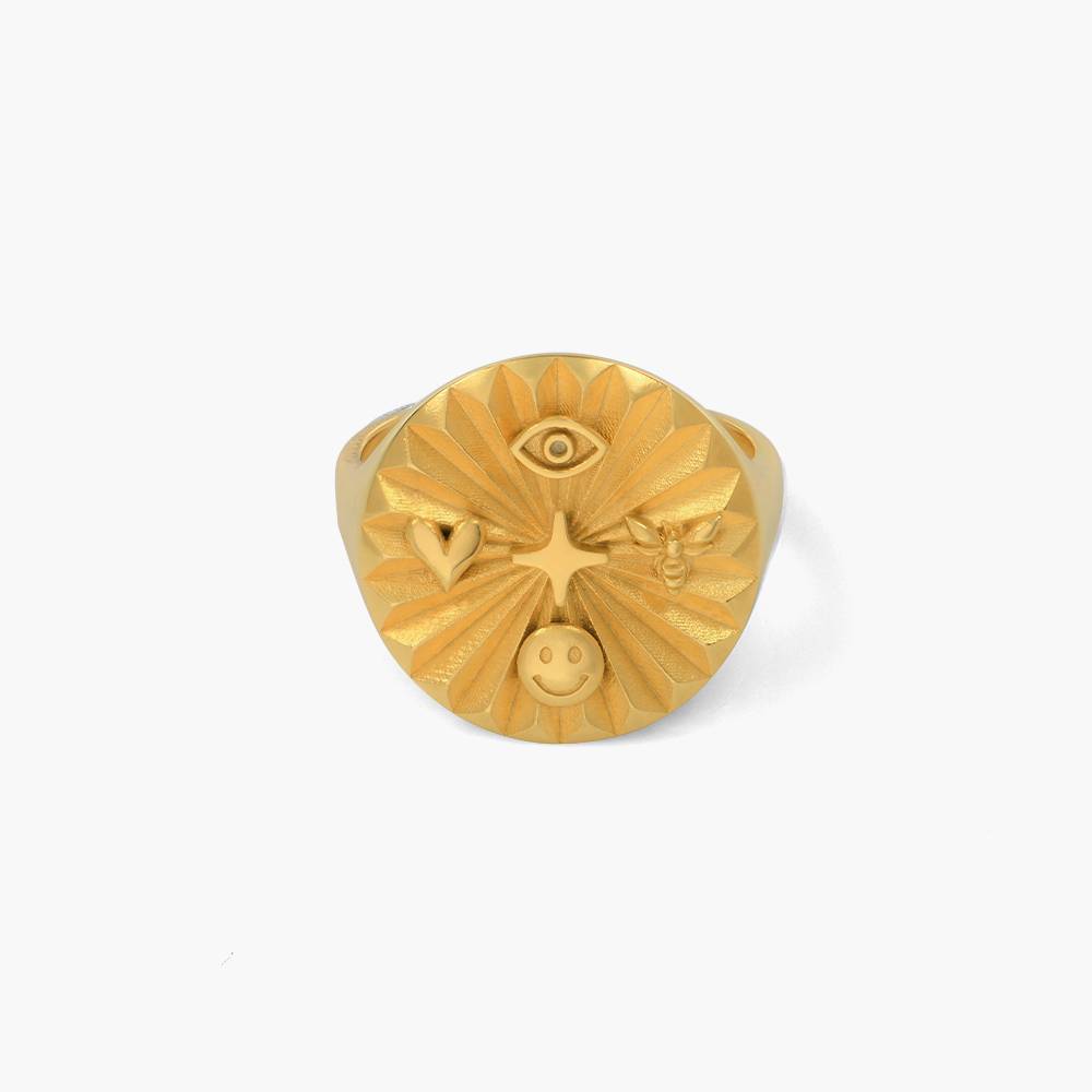 Tyra Initial Medallion Ring - Gold Vermeil