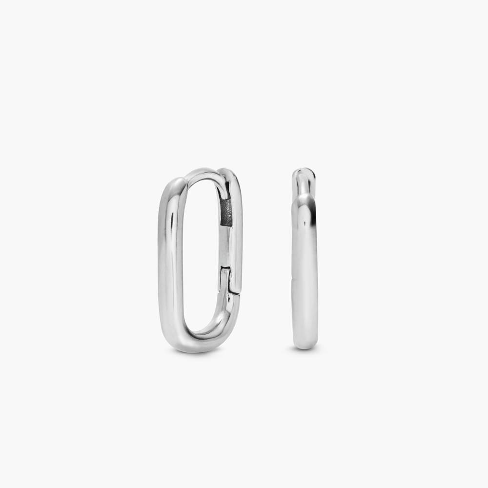 U Shape Hoop Earrings - Silver Finish-1 product photo