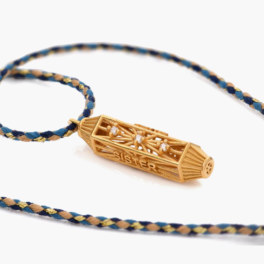 Vertical Talisman Necklace with Blue Cord- Gold Vermeil-1 product photo