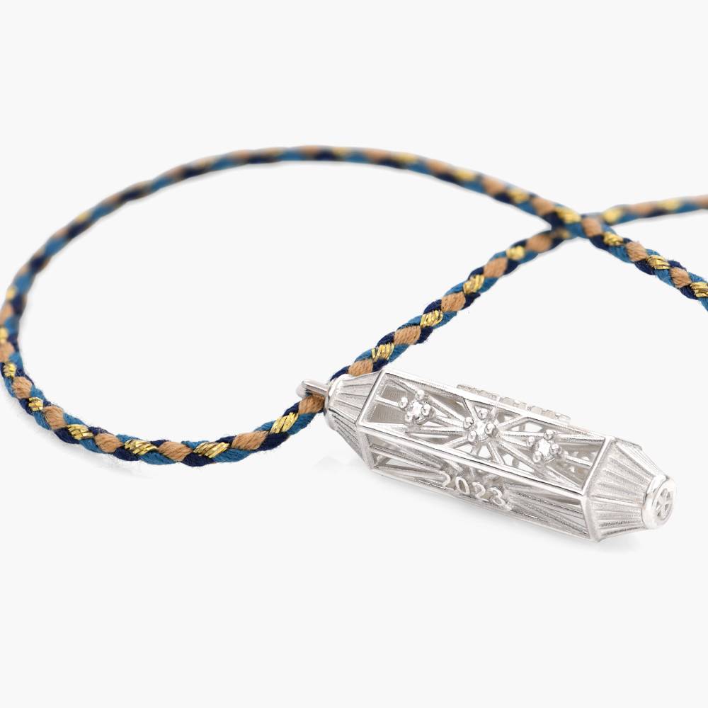 Vertical Talisman Necklace with Blue Cord