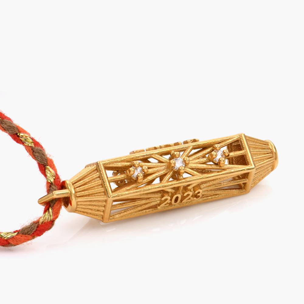 Vertical Talisman Cubic Zirconia with Orange Cord - Gold Vermeil product photo