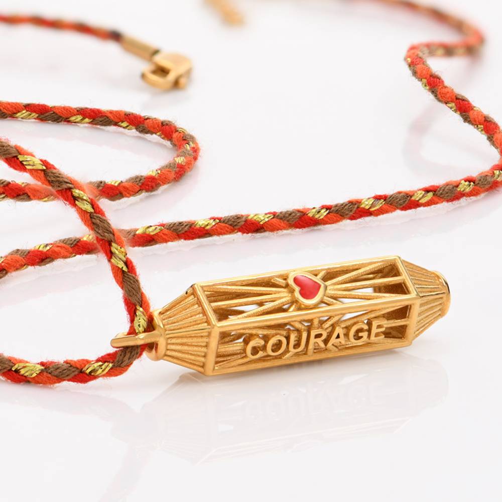 Vertical Talisman Cubic Zirconia with Orange Cord - Gold Vermeil product photo