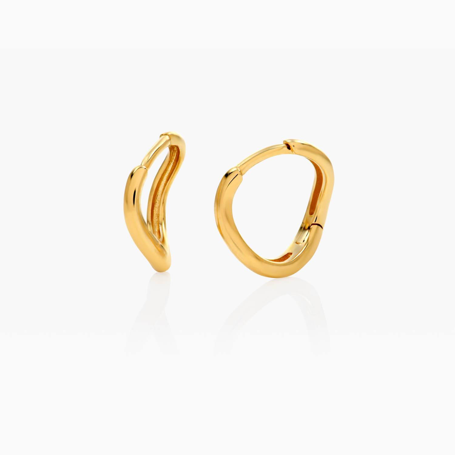 Wave Hoop Stud Earrings- 14K Solid Gold product photo