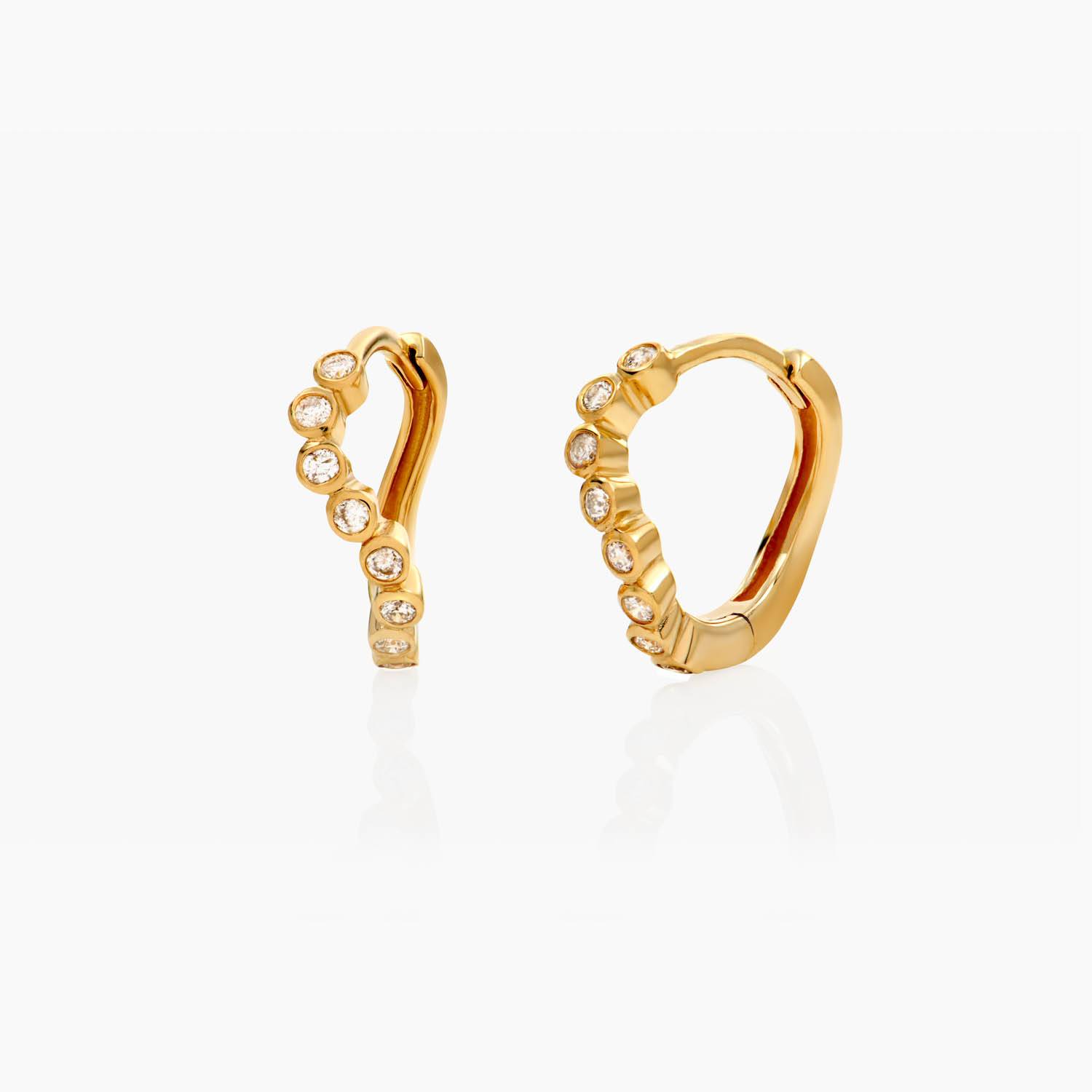 Wave Hoop Stud Earrings with Diamonds- 14K Solid Gold product photo