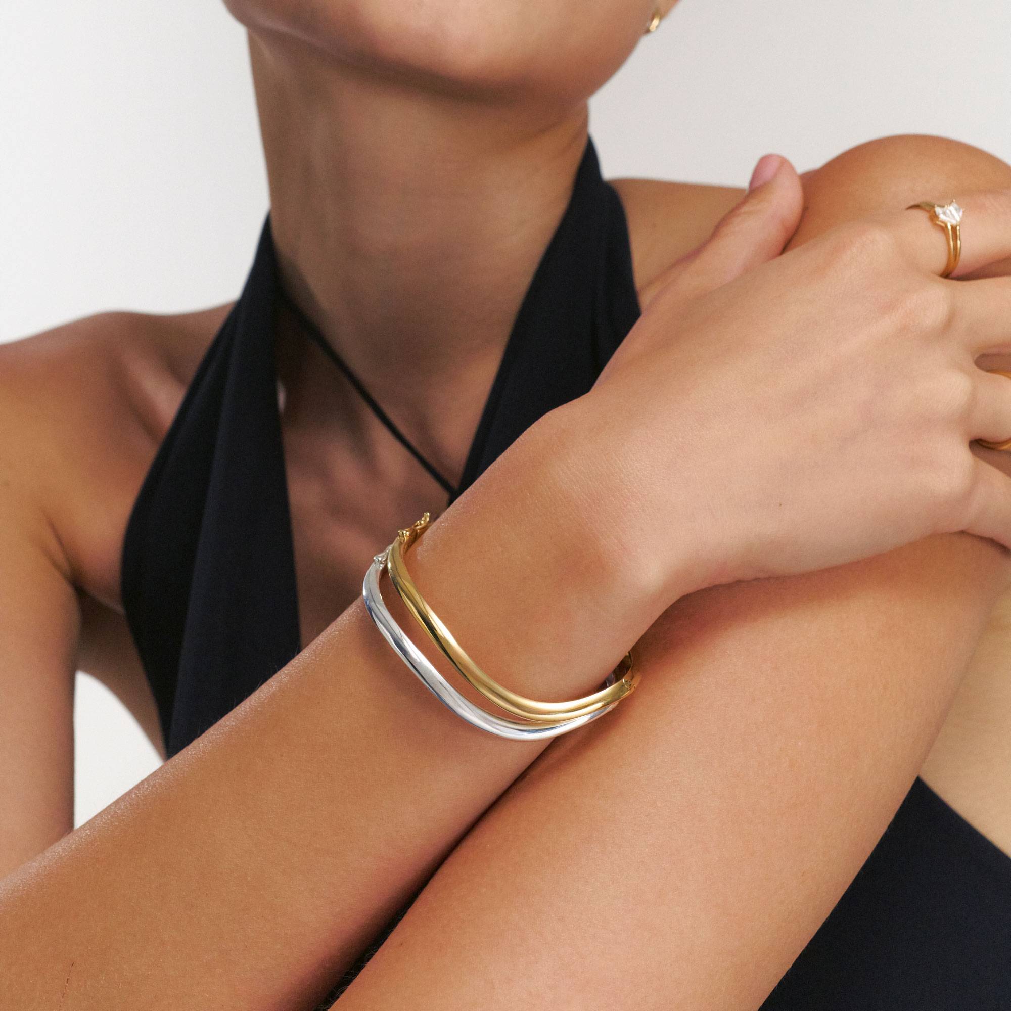 Wavy Cuff Bracelet - Gold Vermeil-2 product photo