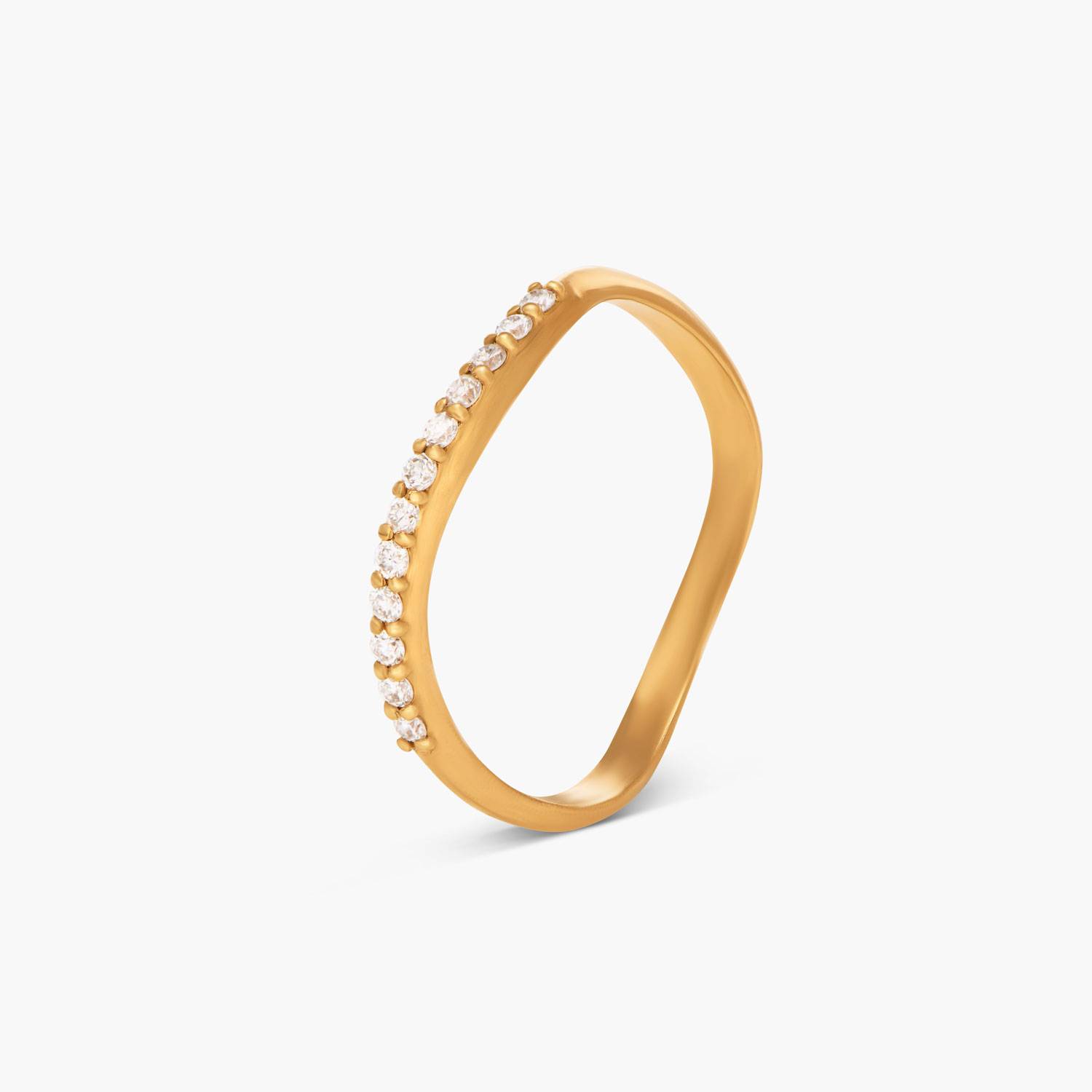 Wavy Ring with Diamonds - Gold Vermeil-2 product photo