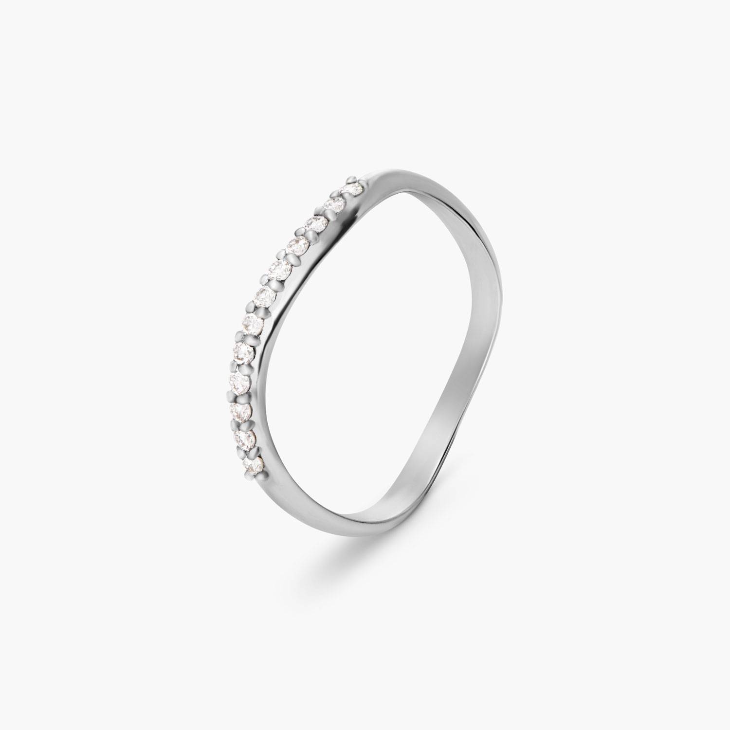 Wavy Ring with Diamonds - Silver-1 product photo