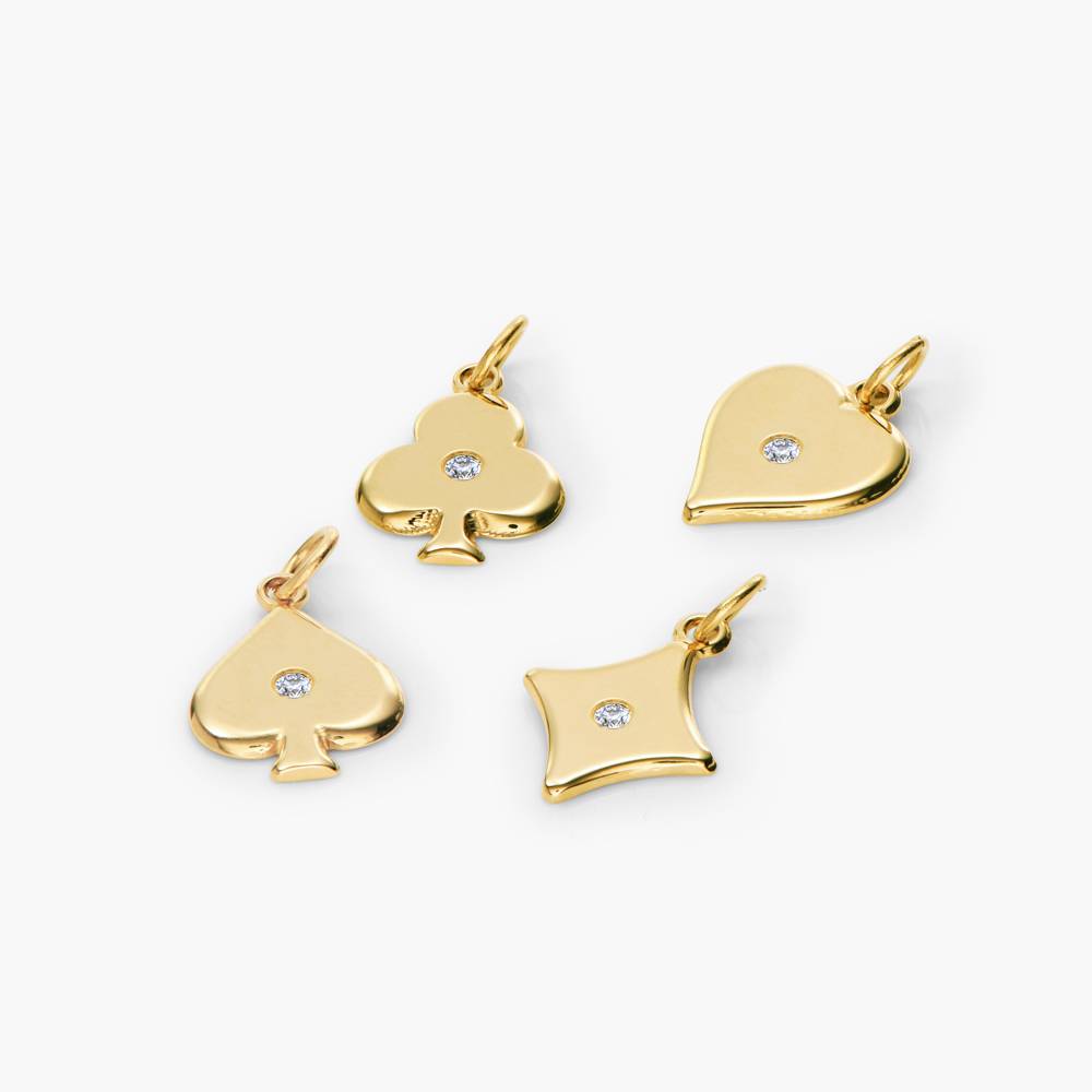 Willow Card Initials Charm With Diamond - 14K Solid Gold-1 product photo