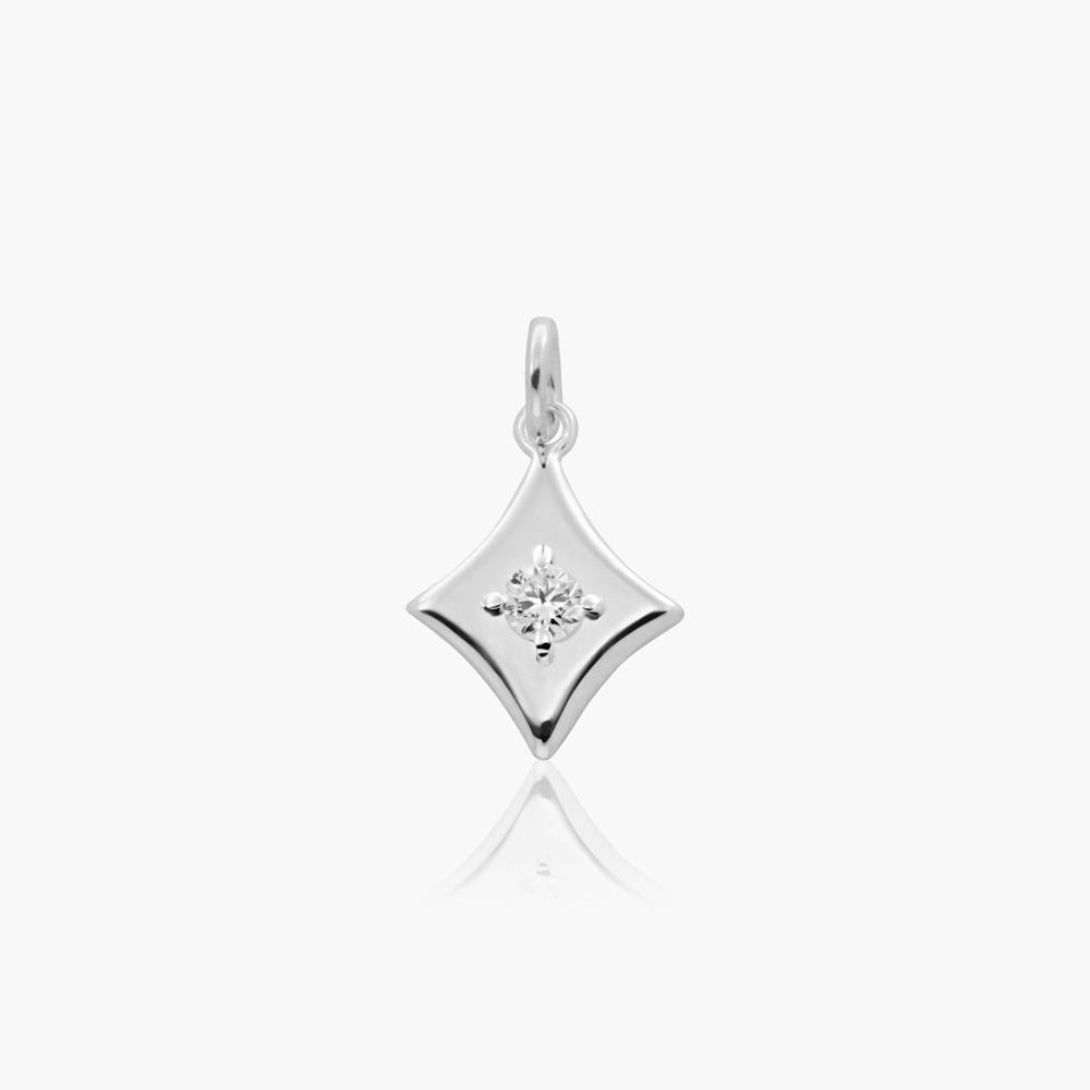 Willow Card Initials Charm With Diamond - Silver