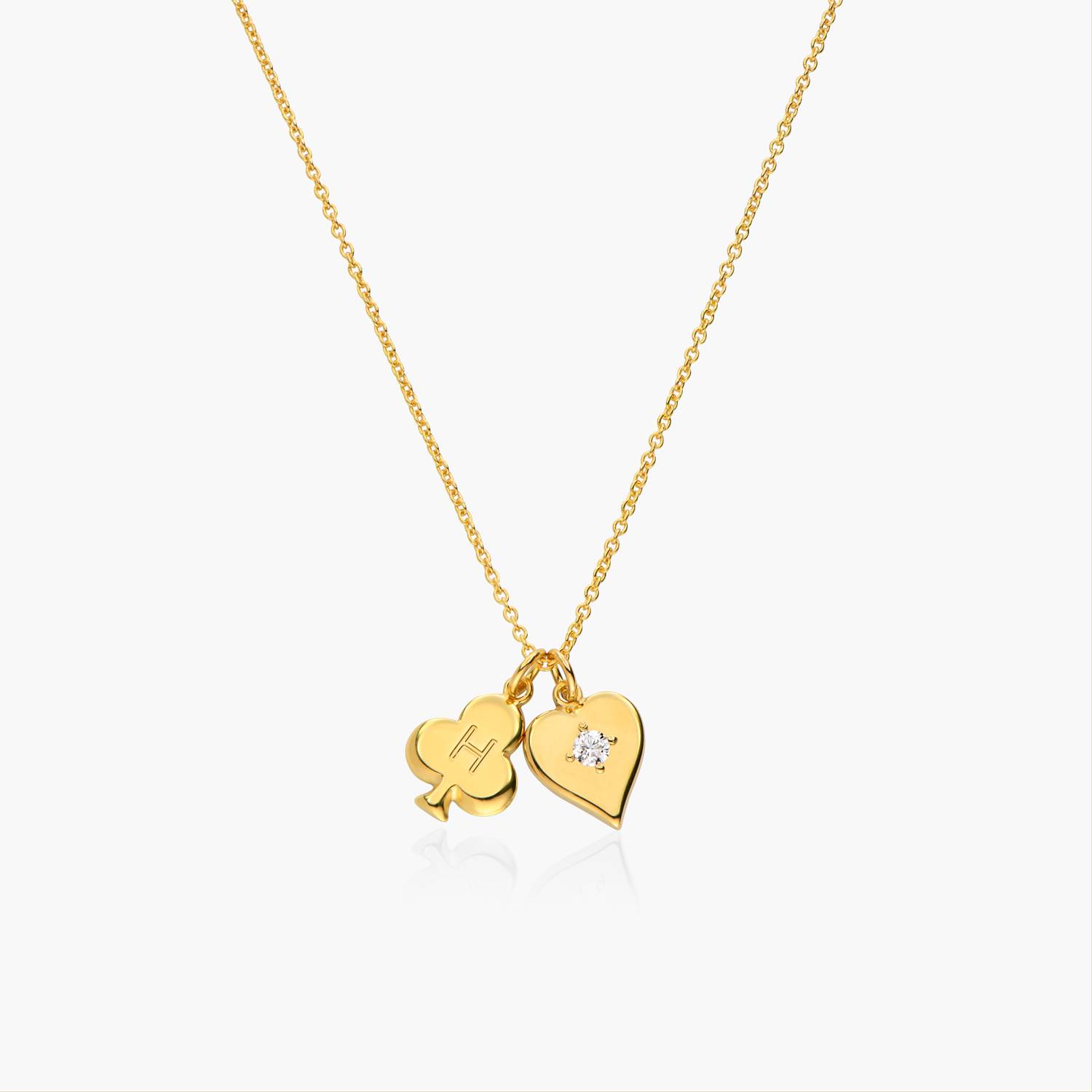 Willow Card Initials Necklace with Diamond - Gold Vermeil product photo