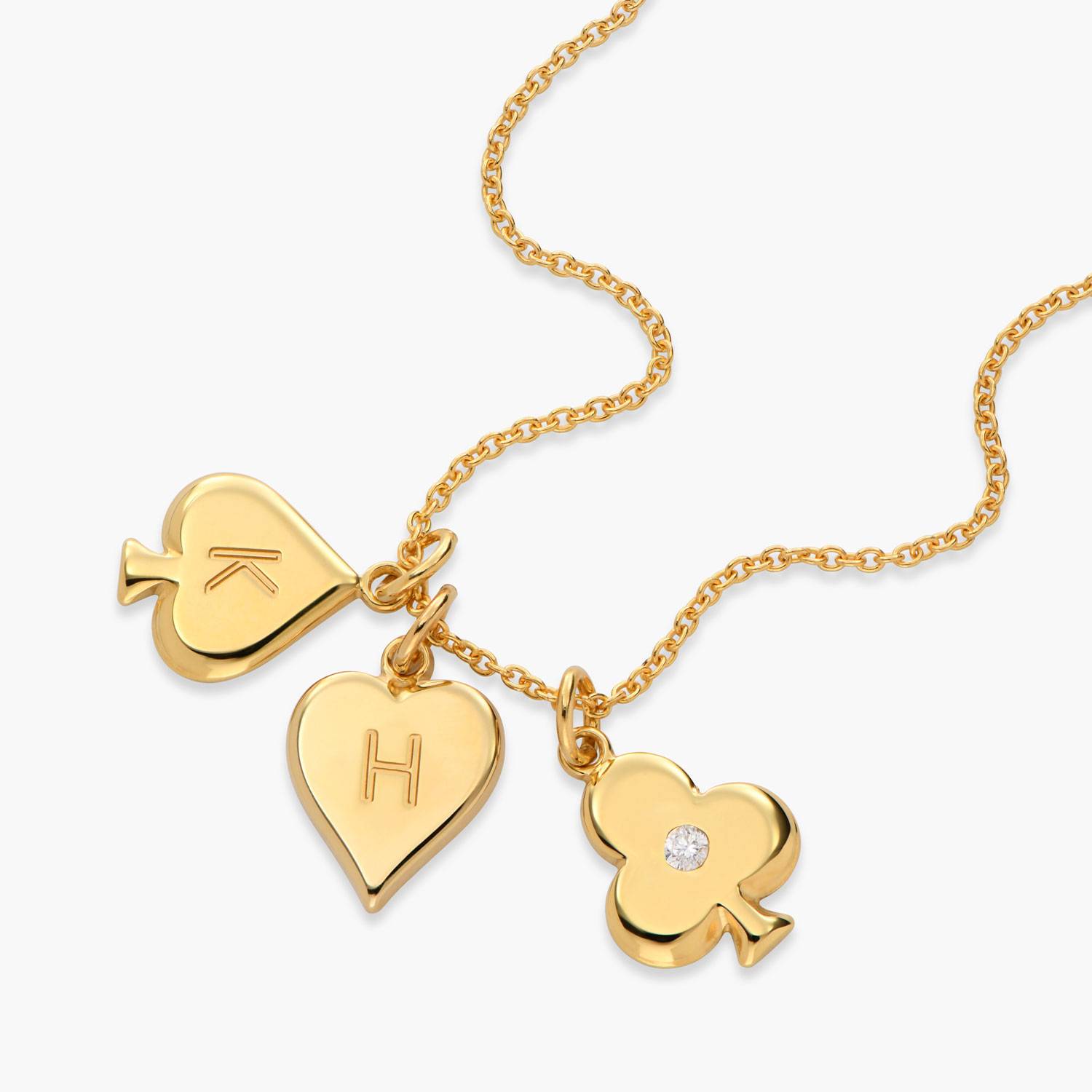 Willow Card Initials Necklace with Diamond - Gold Vermeil-5 product photo