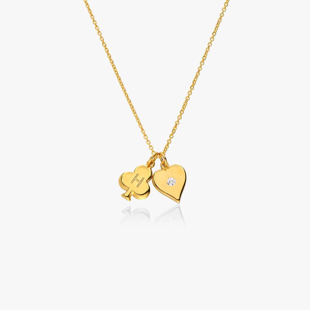 Willow Card Initials Necklace with Diamond - Gold Vermeil-1 product photo