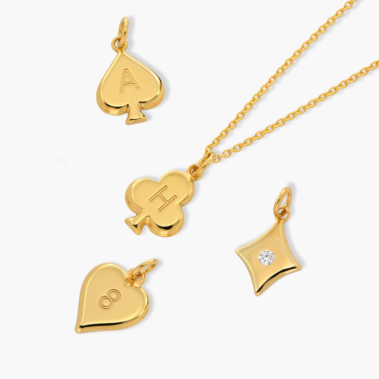 Willow Card Initials Necklace with Diamond - Gold Vermeil-3 product photo