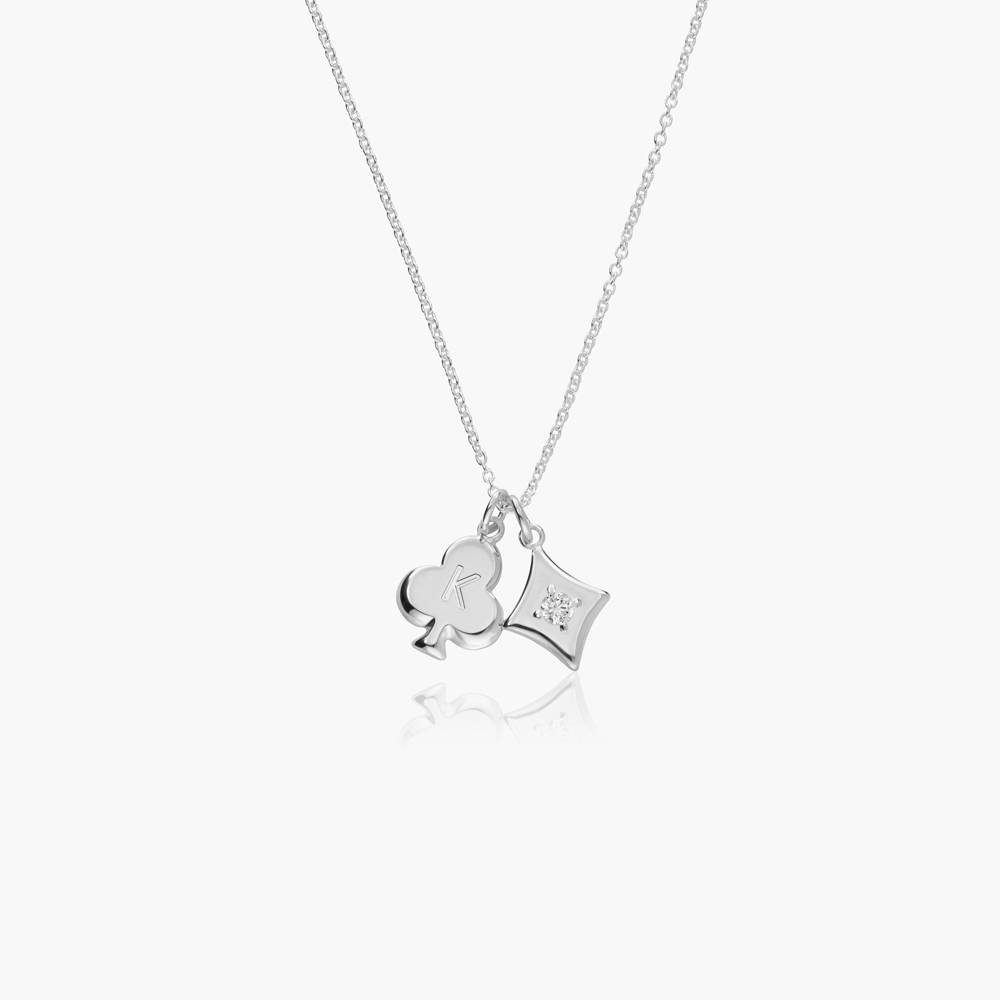 Willow Card Initials Necklace with Diamond - Silver product photo