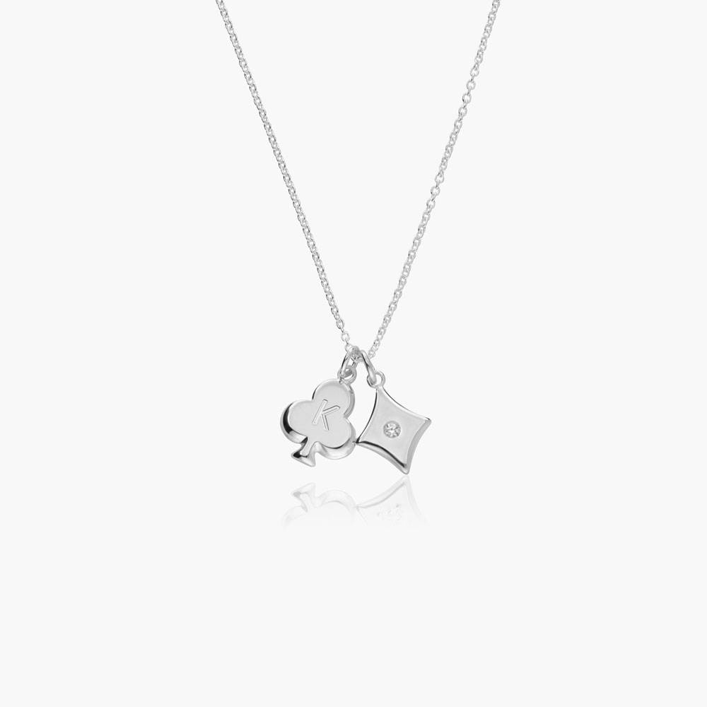 Willow Card Initials Necklace with Diamond - Silver-1 Willow Card Initials Necklace with Diamond - Silver-1 product photo