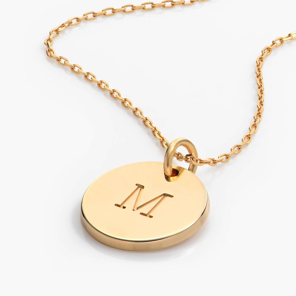 Willow Disc Initial Necklace - 14K Solid Gold-6 product photo
