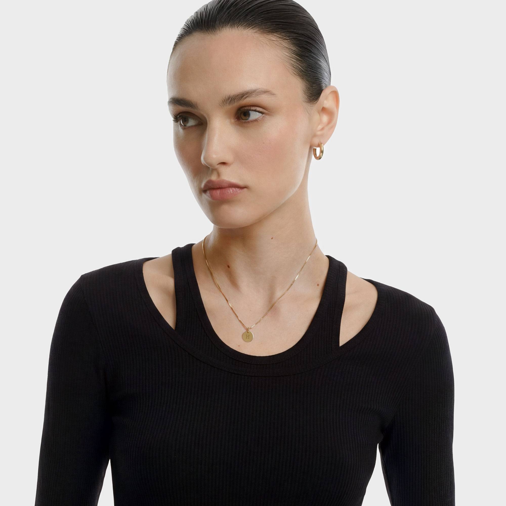 Willow Disc Initial Necklace - Gold-3 product photo