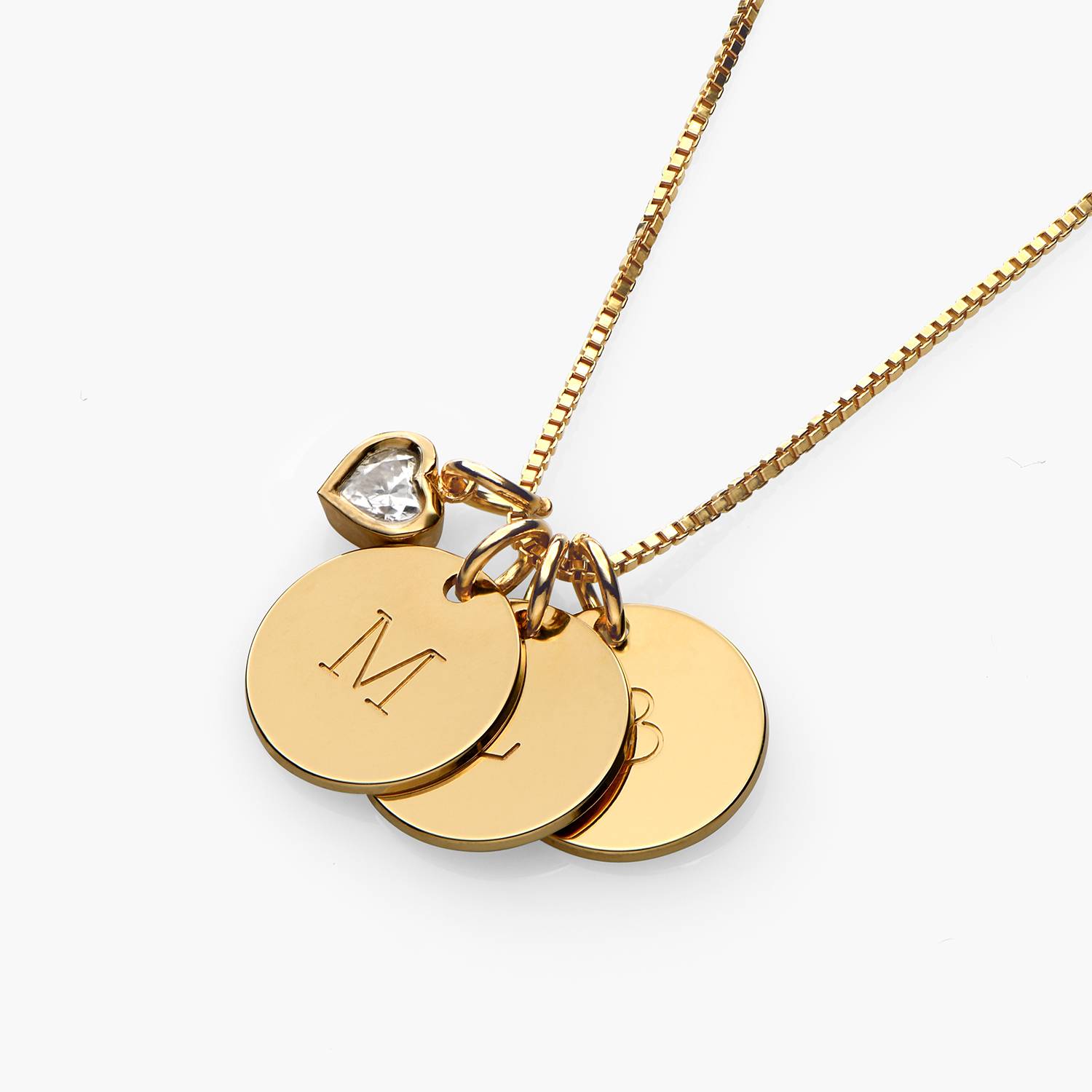 Willow Disc Initial Necklace With 0.2 Ct Heart Shaped Diamond- Gold Vermeil product photo
