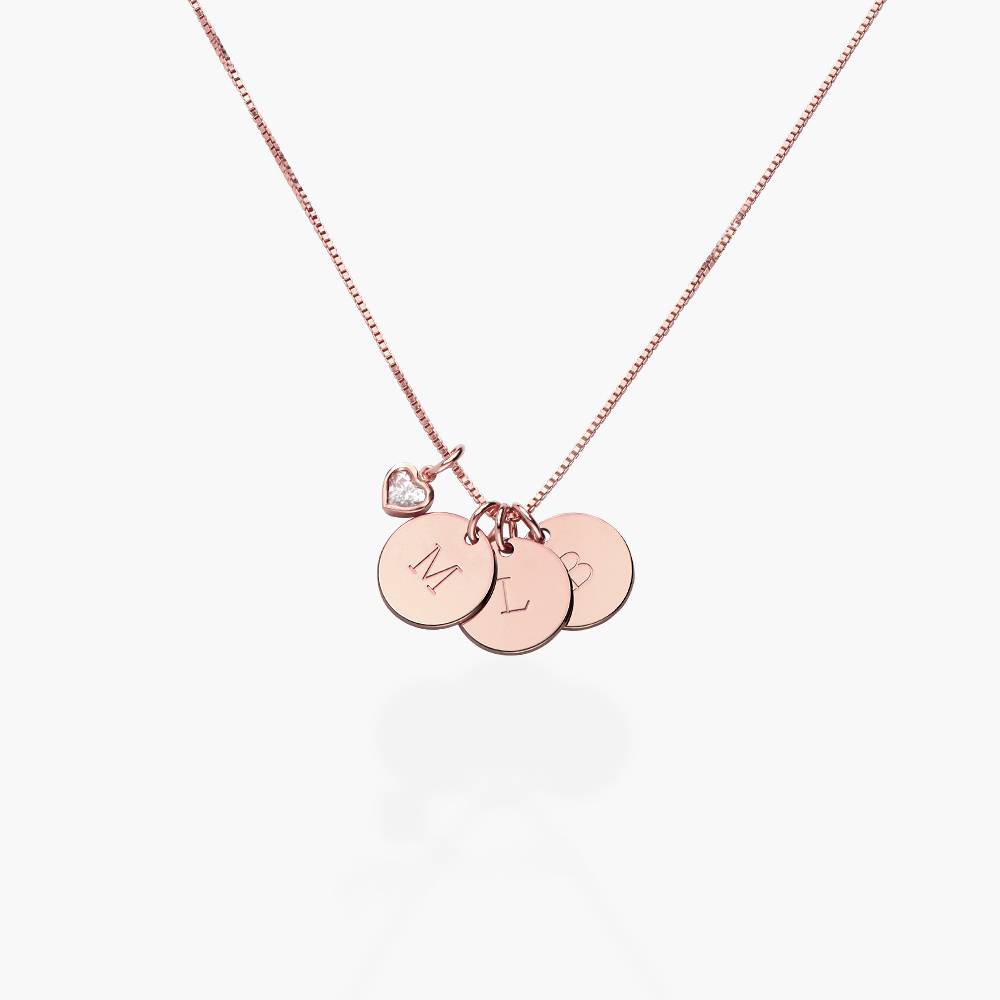 Willow Disc Initial Necklace With 0.2 Ct Heart Shaped Diamond- Rose Gold Vermeil-2 product photo