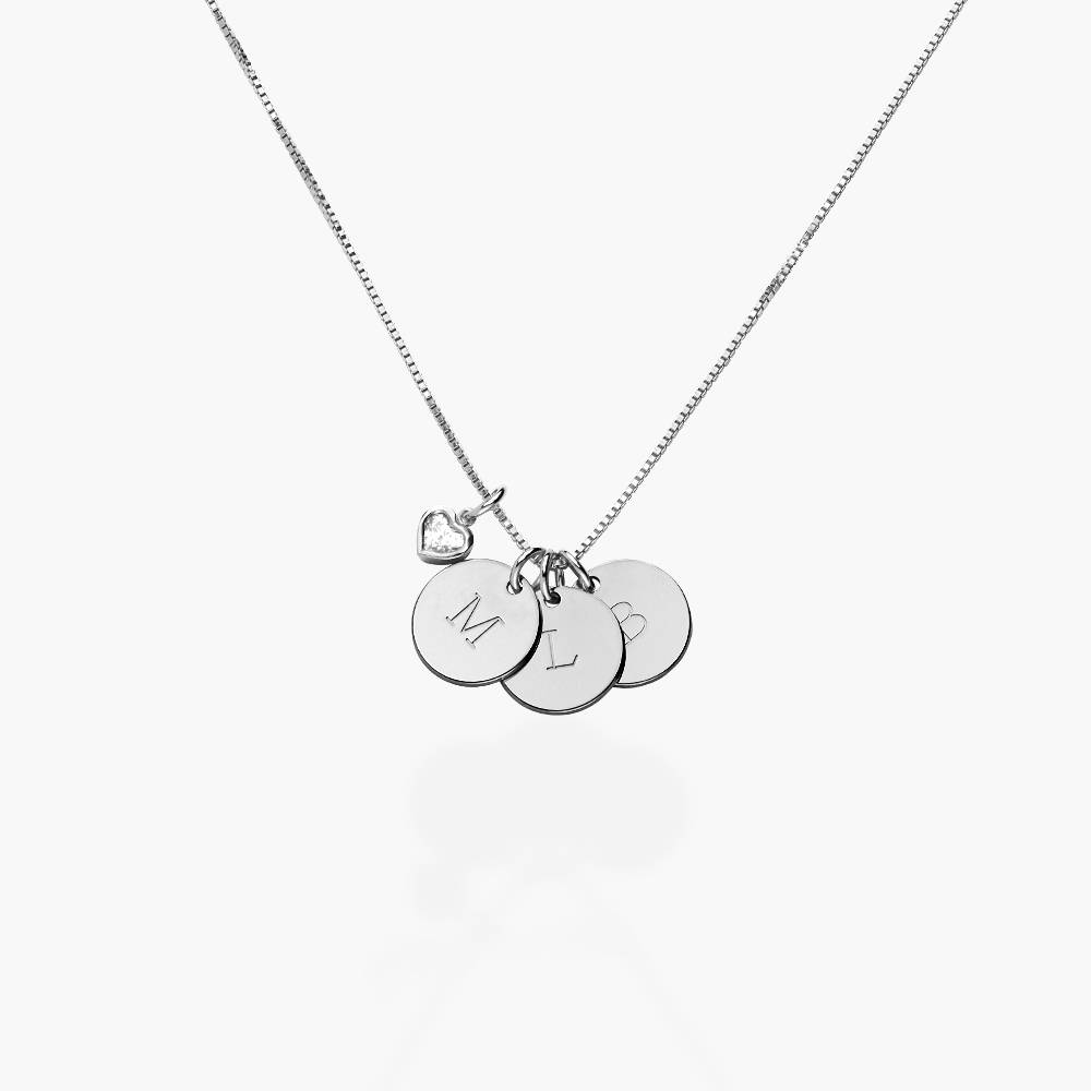 Willow Disc Initial Necklace With 0.2 Ct Heart Shaped Diamond- Silver-5 product photo