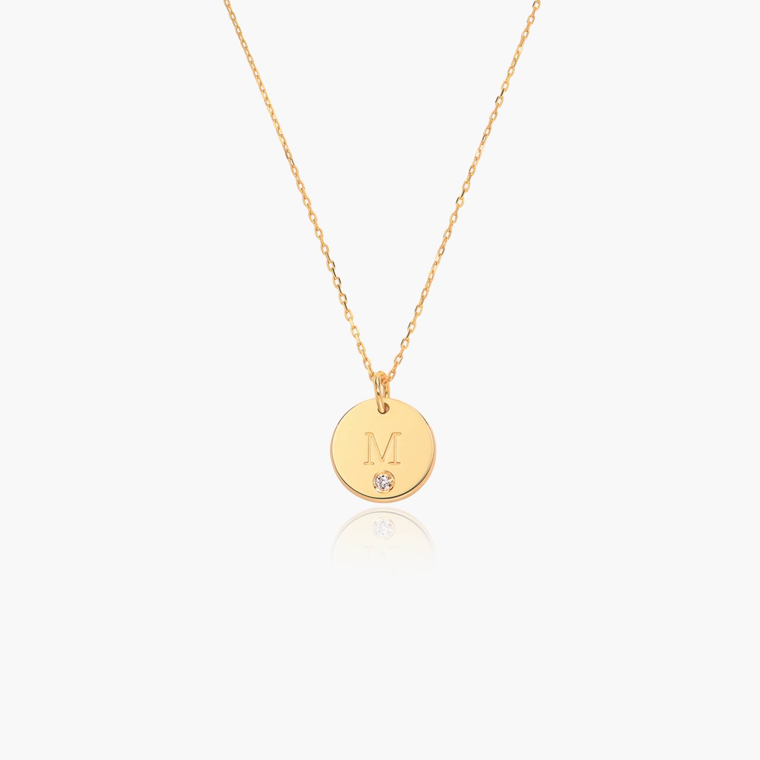 Willow Disc Initial Necklace With Diamond - 14k Solid Gold-1 product photo