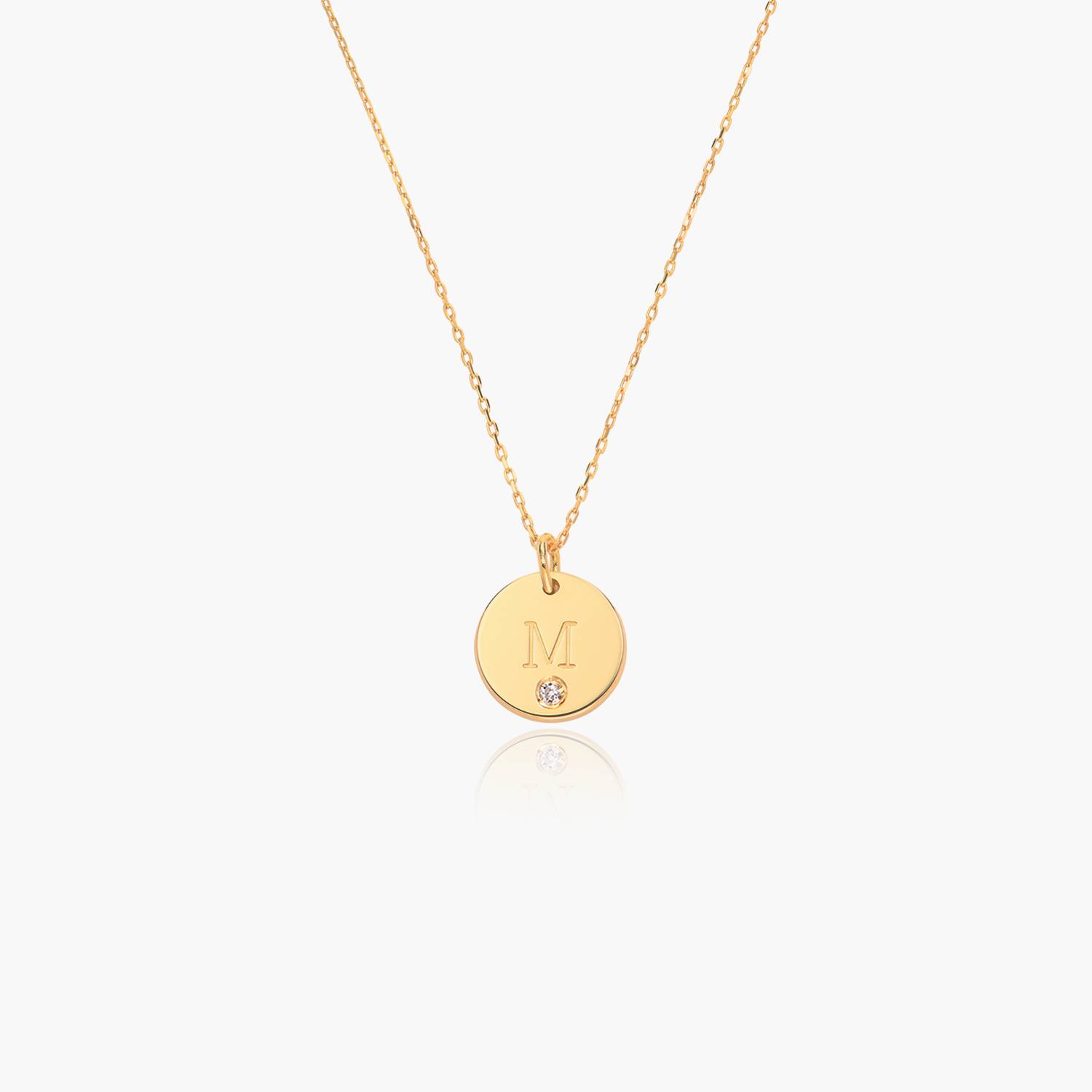 Willow Disc Initial Necklace With Diamond - 14k Solid Gold-4 product photo