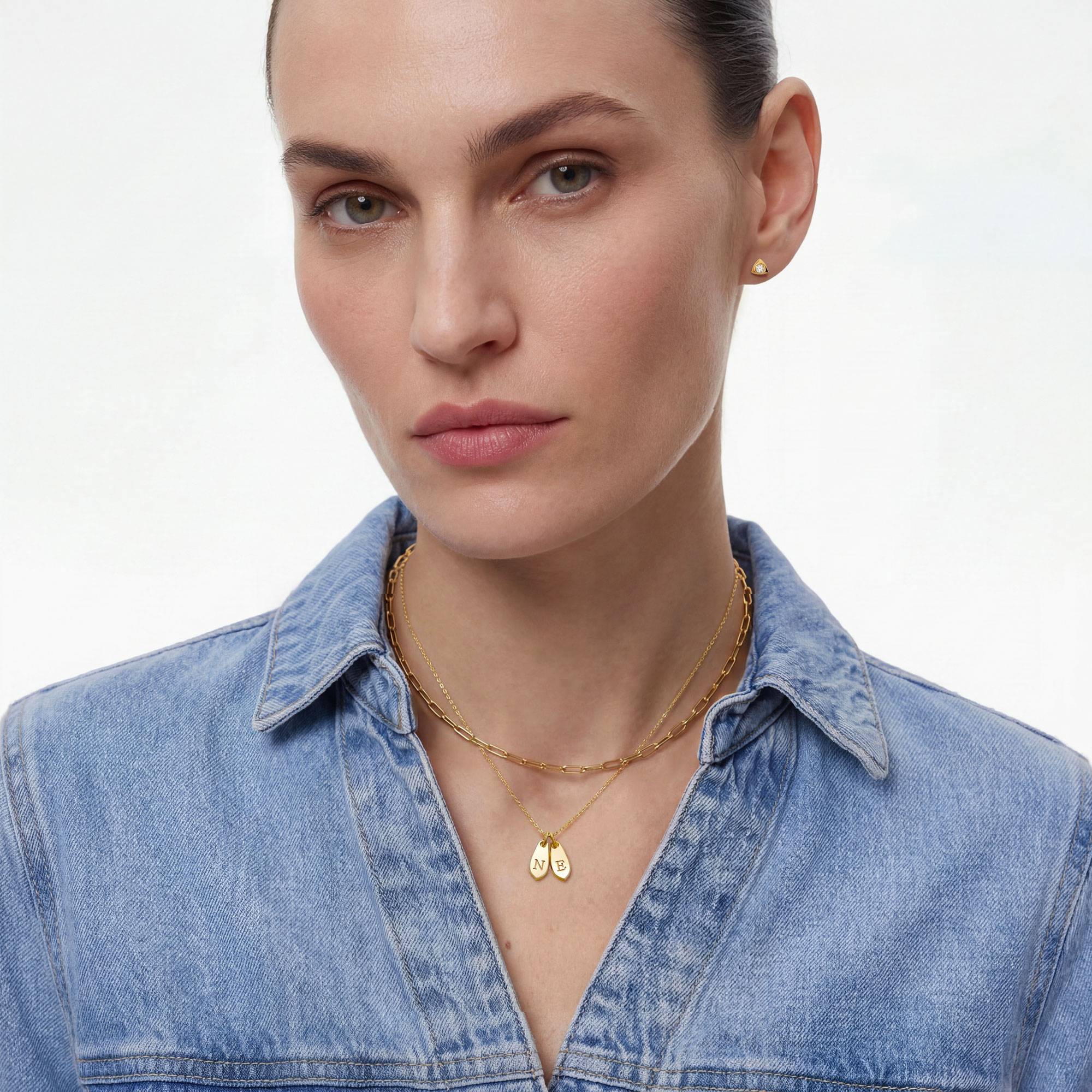 Willow Drop Initial Necklace - 10K Solid Gold-2 product photo