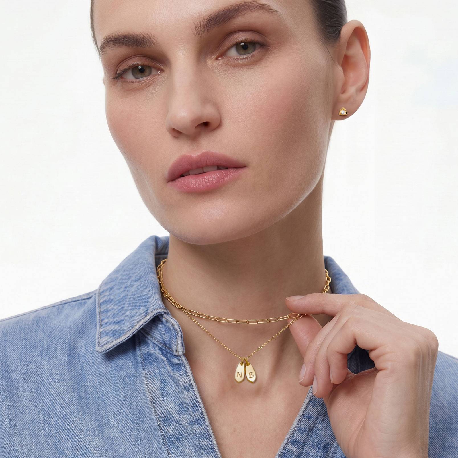 Willow Drop Initial Necklace - 10K Solid Gold-3 product photo