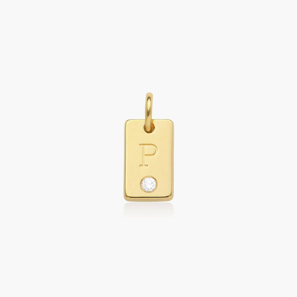 Willow Disc Initial Charm with Diamond - 14k Solid Gold-3 product photo