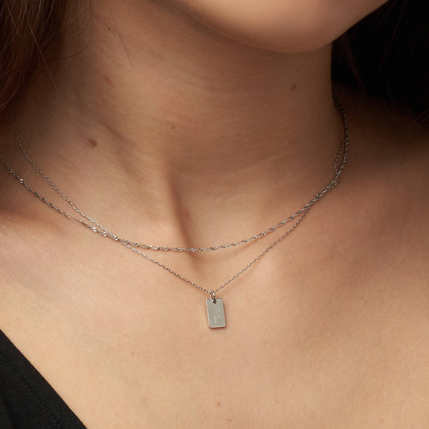 Willow Tag Initial Necklace – 14k Solid White Gold-2 product photo
