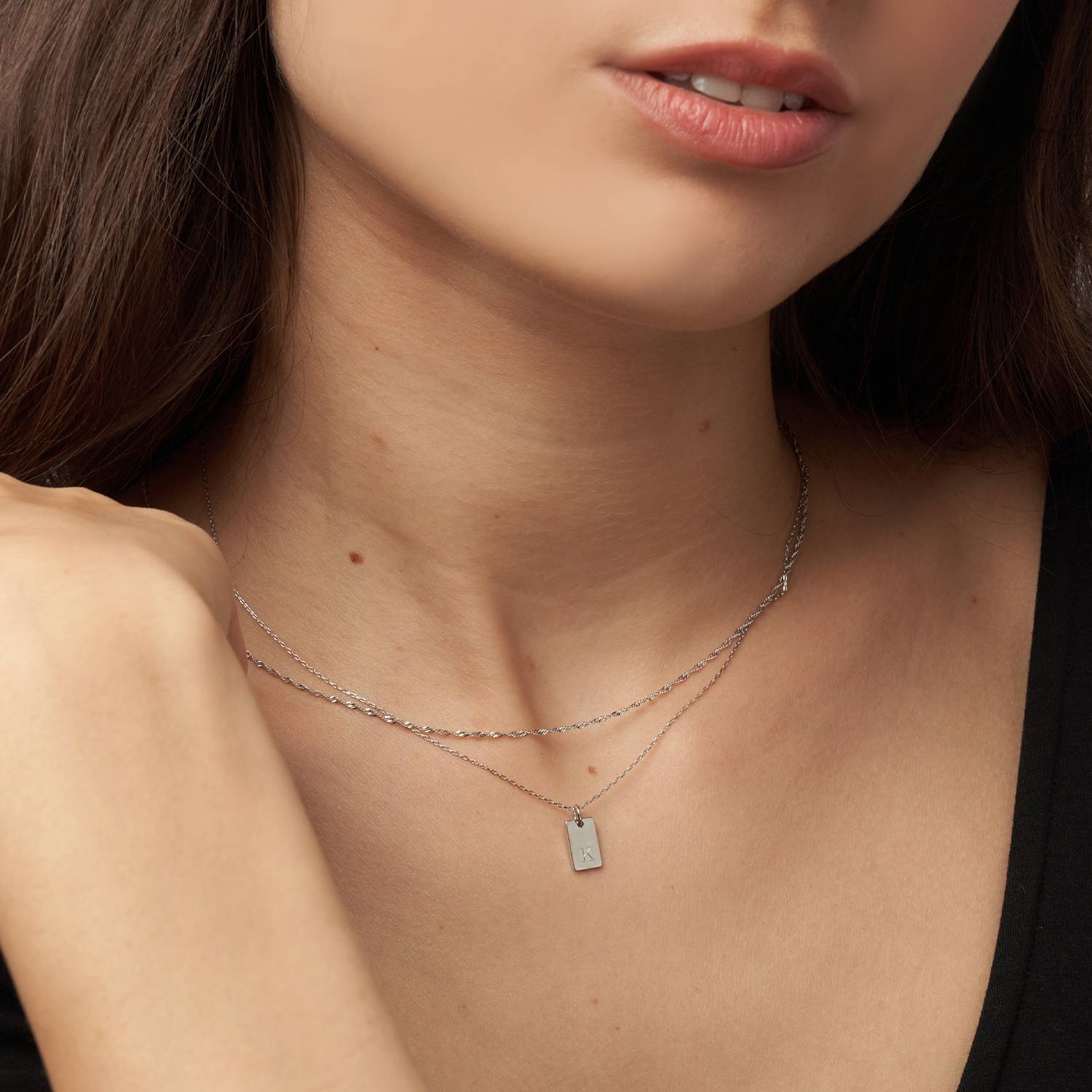 Willow Tag Initial Necklace – 14k Solid White Gold-6 product photo