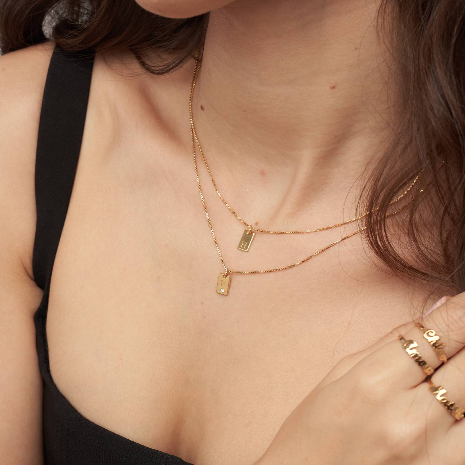 Willow Tag Initial Necklace - Gold Vermeil-1 product photo