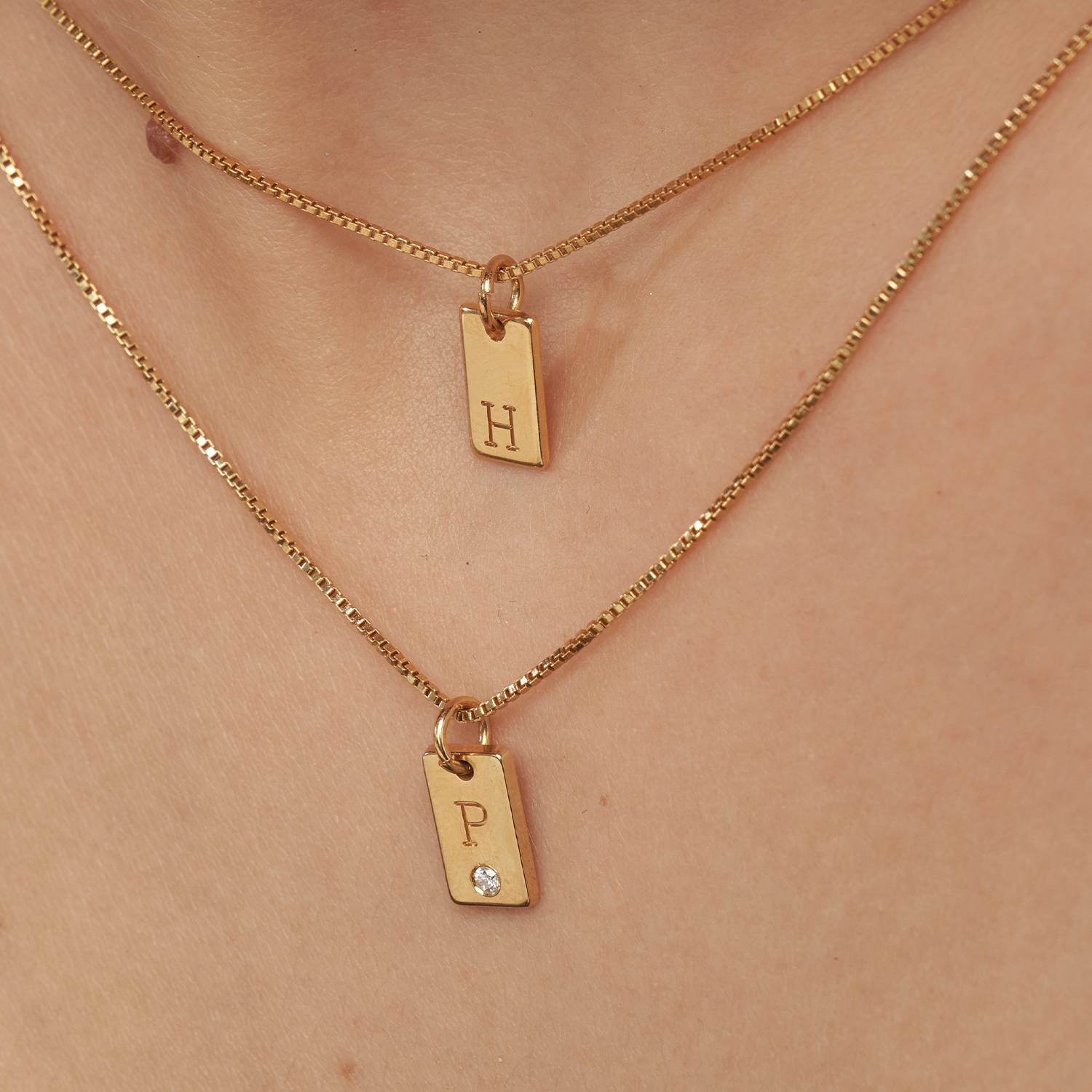 Willow Tag Initial Necklace - Gold Vermeil-3 product photo