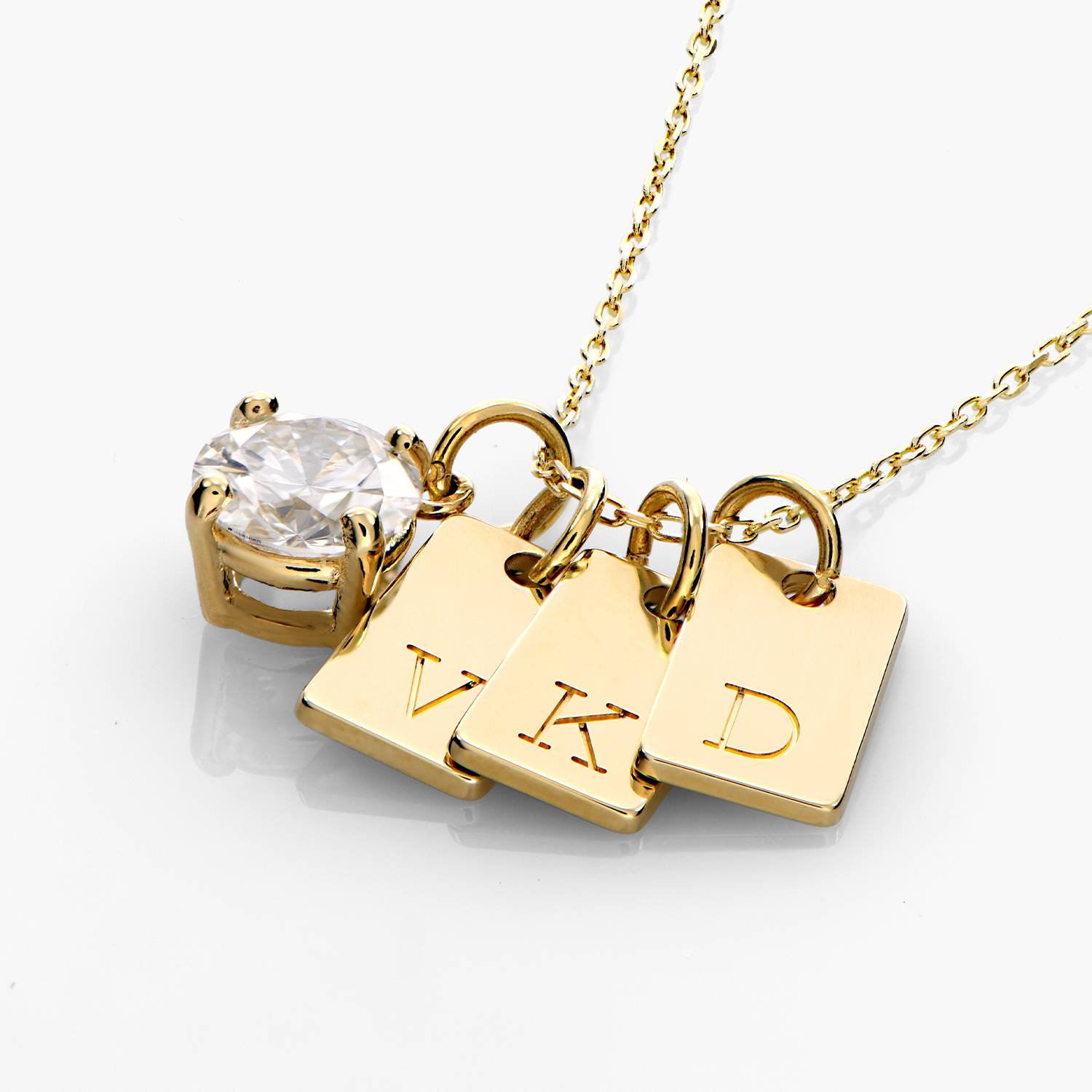 Willow Tag Initial Necklace With 1ct Diamond- 14k Solid Gold product photo